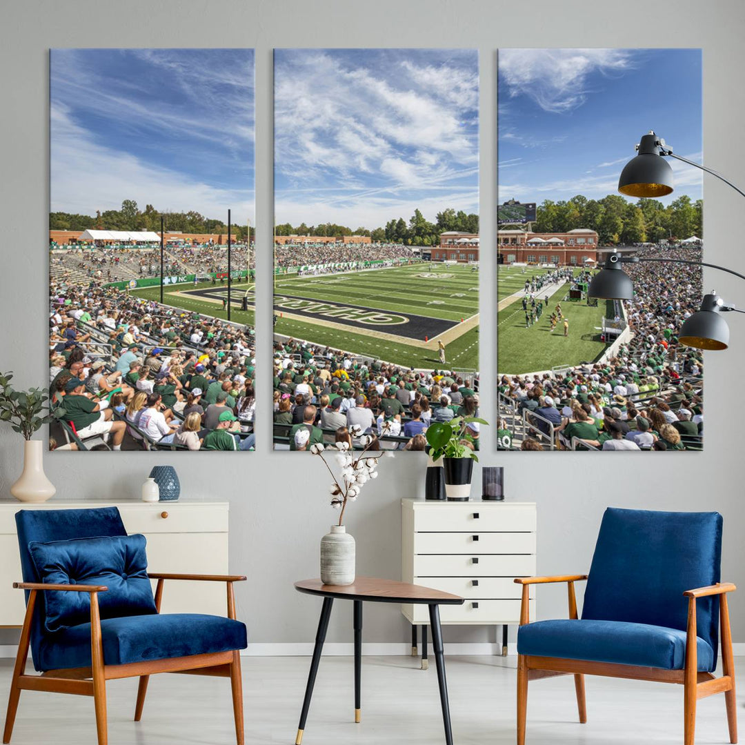 University of Charlotte 49ers Football Team Print - Charlotte Jerry Richardson Stadium Wall Art Canvas Print