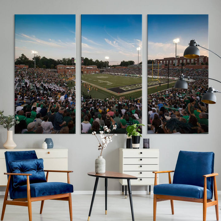 University of Charlotte 49ers Football Team Print - Charlotte Jerry Richardson Stadium Wall Art Canvas Print