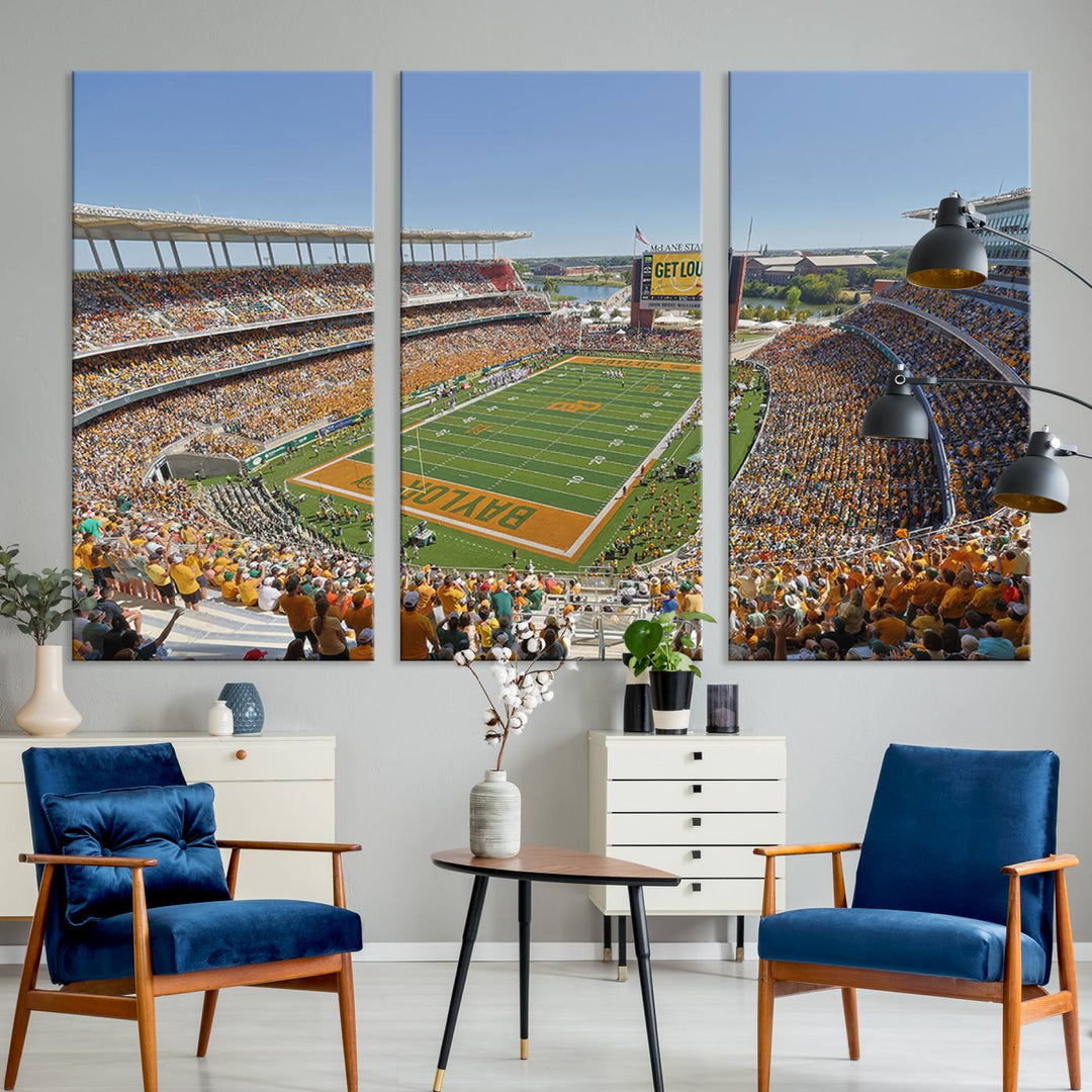 Baylor University Bears Football Team Print - Waco McLane Stadium Wall Art Canvas Print