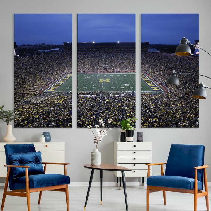 University of Michigan Wolverines Football Team Print - Ann Arbor Michigan Stadium Wall Art Canvas Print