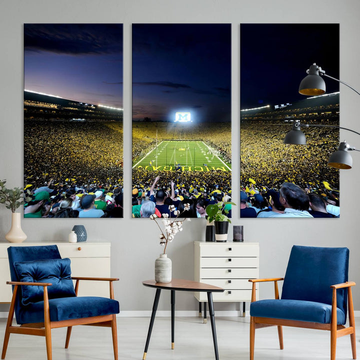 University of Michigan Wolverines Football Team Print - Ann Arbor Michigan Stadium Wall Art Canvas Print