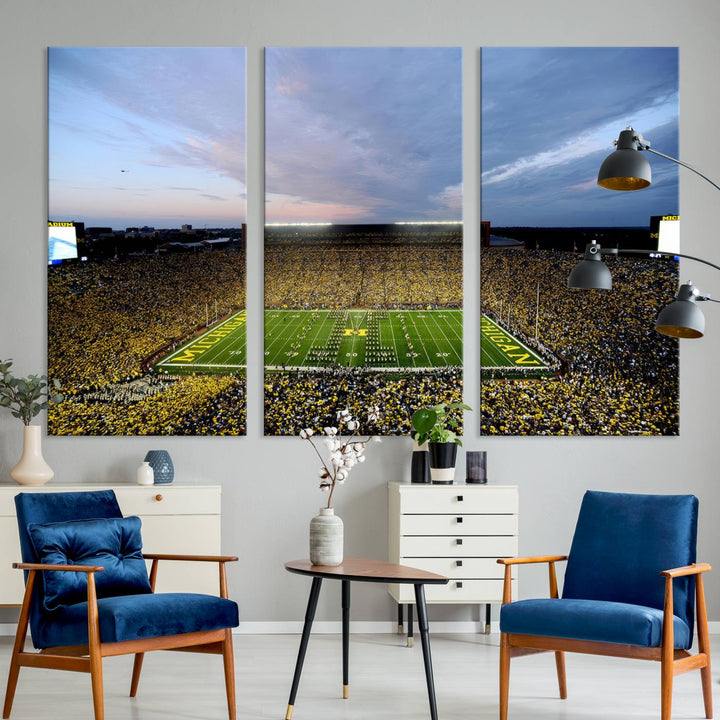 University of Michigan Wolverines Football Team Print - Ann Arbor Michigan Stadium Wall Art Canvas Print