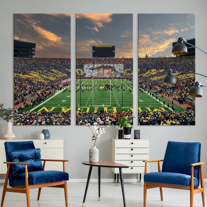 University of Michigan Wolverines Football Team Print - Ann Arbor Michigan Stadium Wall Art Canvas Print