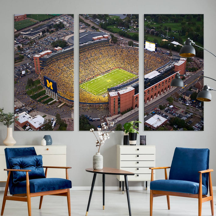 University of Michigan Wolverines Football Team Print - Ann Arbor Michigan Stadium Wall Art Canvas Print