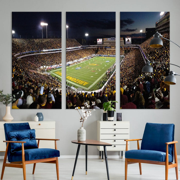 ASU Sun Devils Football Team Print - Phoenix Mountain America Stadium Wall Art Canvas Print