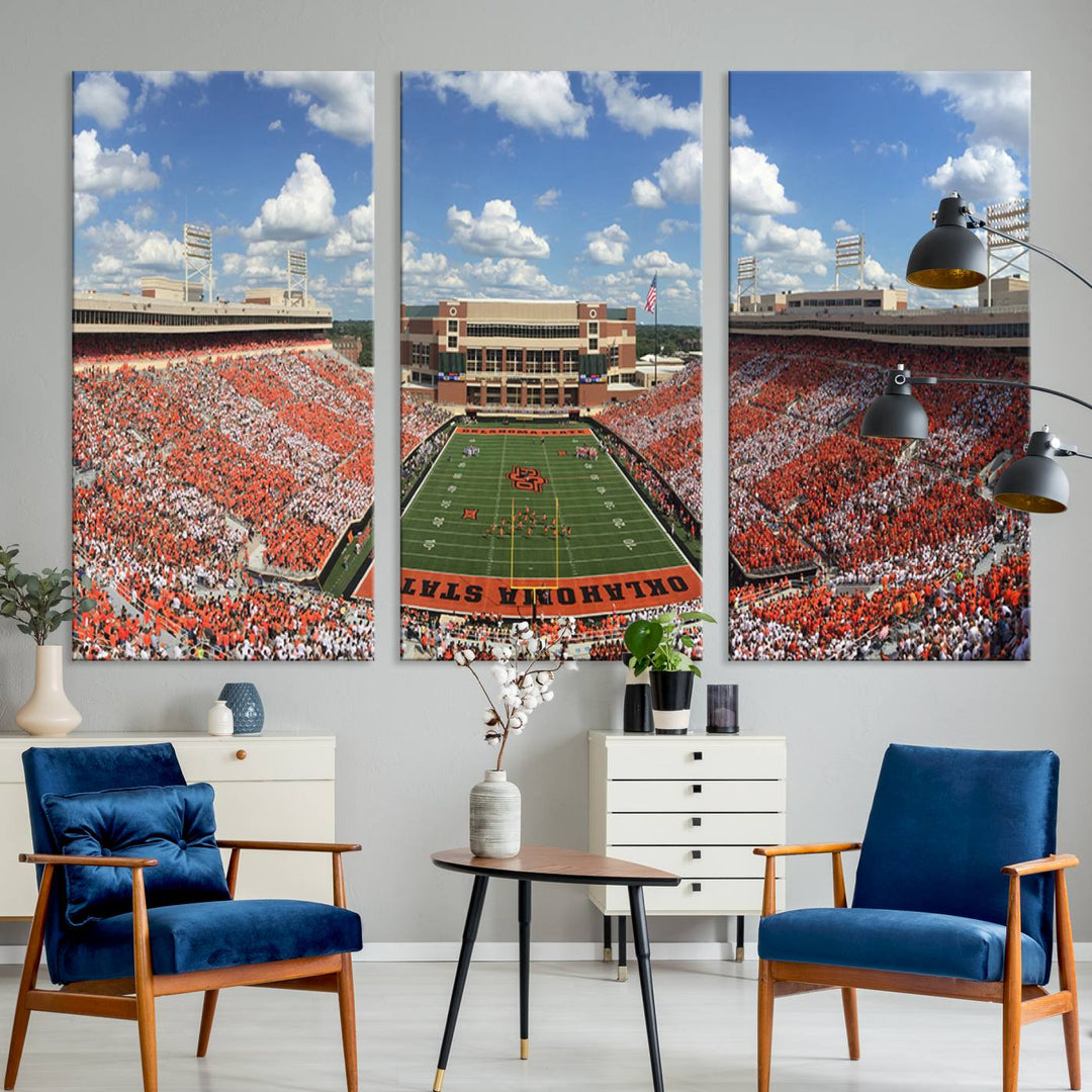 Oklahoma State Cowboys Football Team Print - Stillwater Boone Pickens Stadium Wall Art Canvas Print