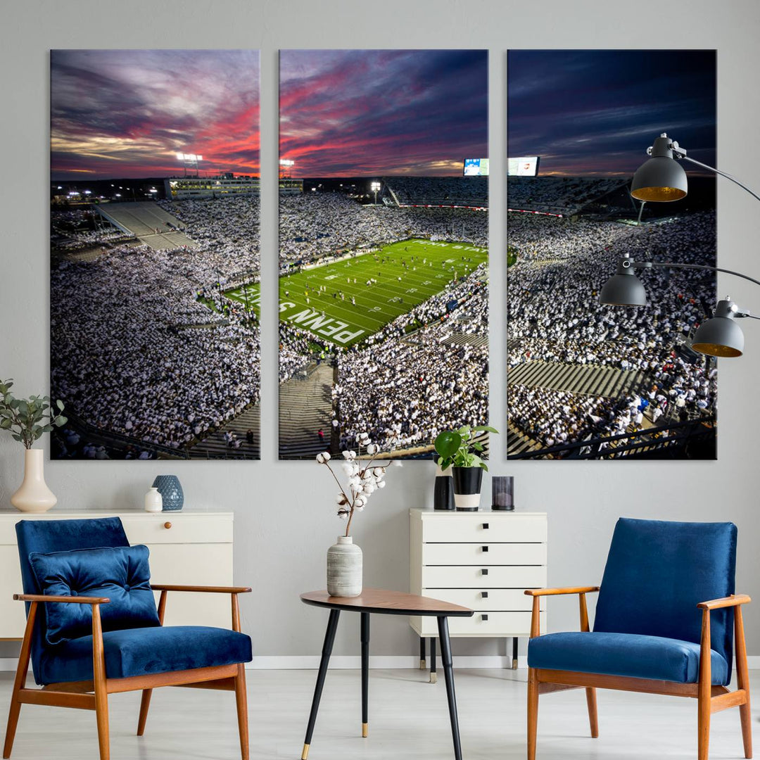 Penn State Nittany Lions Football Team Print - University Park Beaver Stadium Wall Art Canvas Print