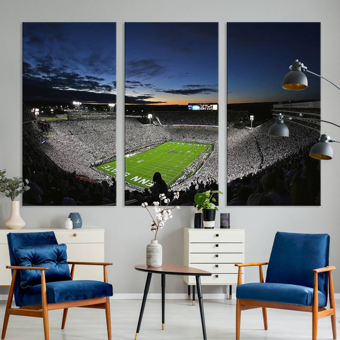 Penn State Nittany Lions Football Team Print - University Park Beaver Stadium Wall Art Canvas Print