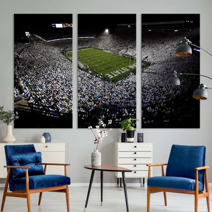 Penn State Nittany Lions Football Team Print - University Park Beaver Stadium Wall Art Canvas Print