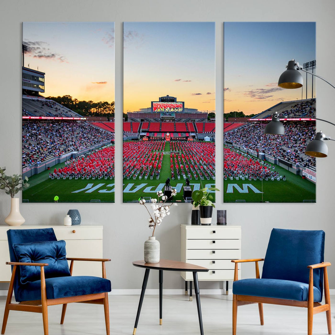 NC State Wolfpack Football Team Print - Raleigh Carter-Finley Stadium Wall Art Canvas Print