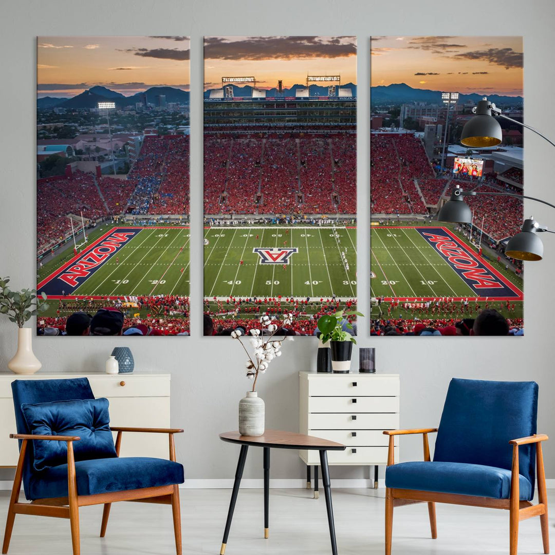 Arizona Wildcats Football Team Print - Tucson Arizona Stadium Wall Art Canvas Print