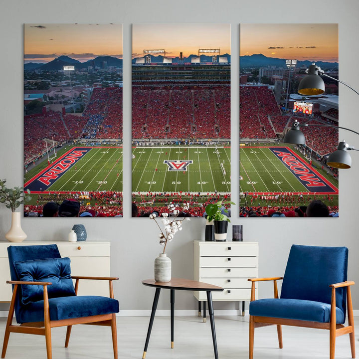 Arizona Wildcats Football Team Print - Tucson Arizona Stadium Wall Art Canvas Print