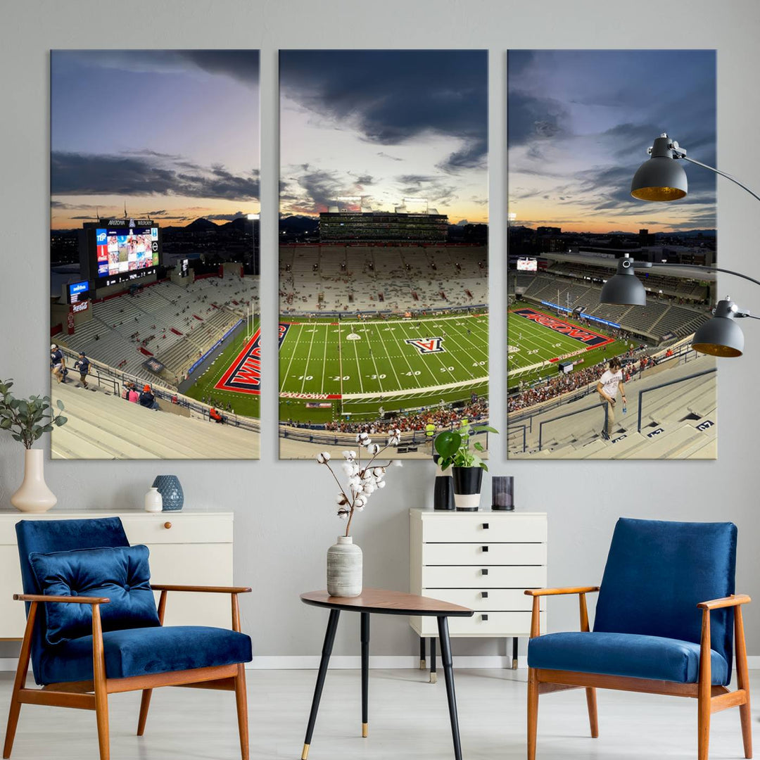 Arizona Wildcats Football Team Print - Tucson Arizona Stadium Wall Art Canvas Print