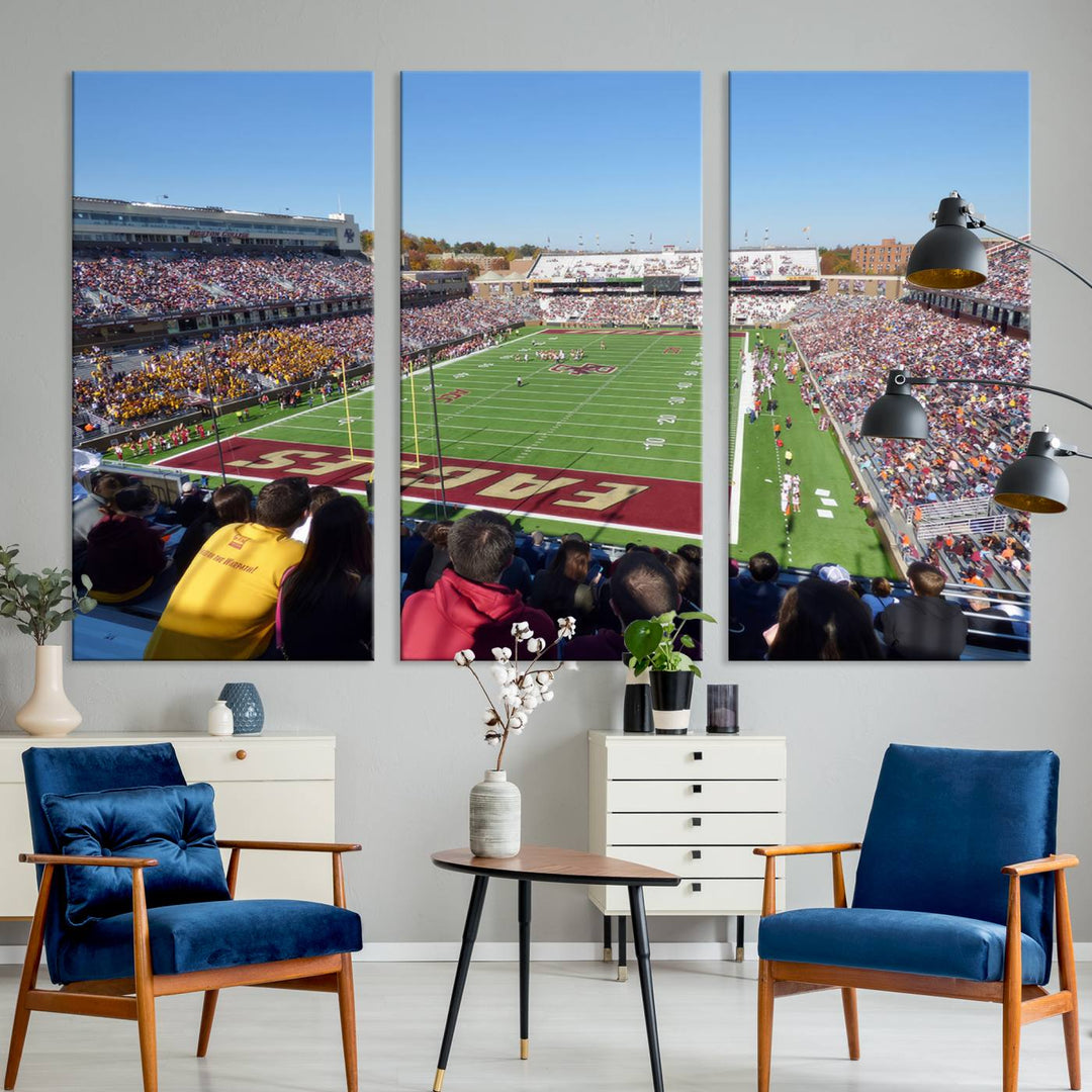 Boston College Eagles Football Team Print - Boston Alumni Stadium Wall Art Canvas Print