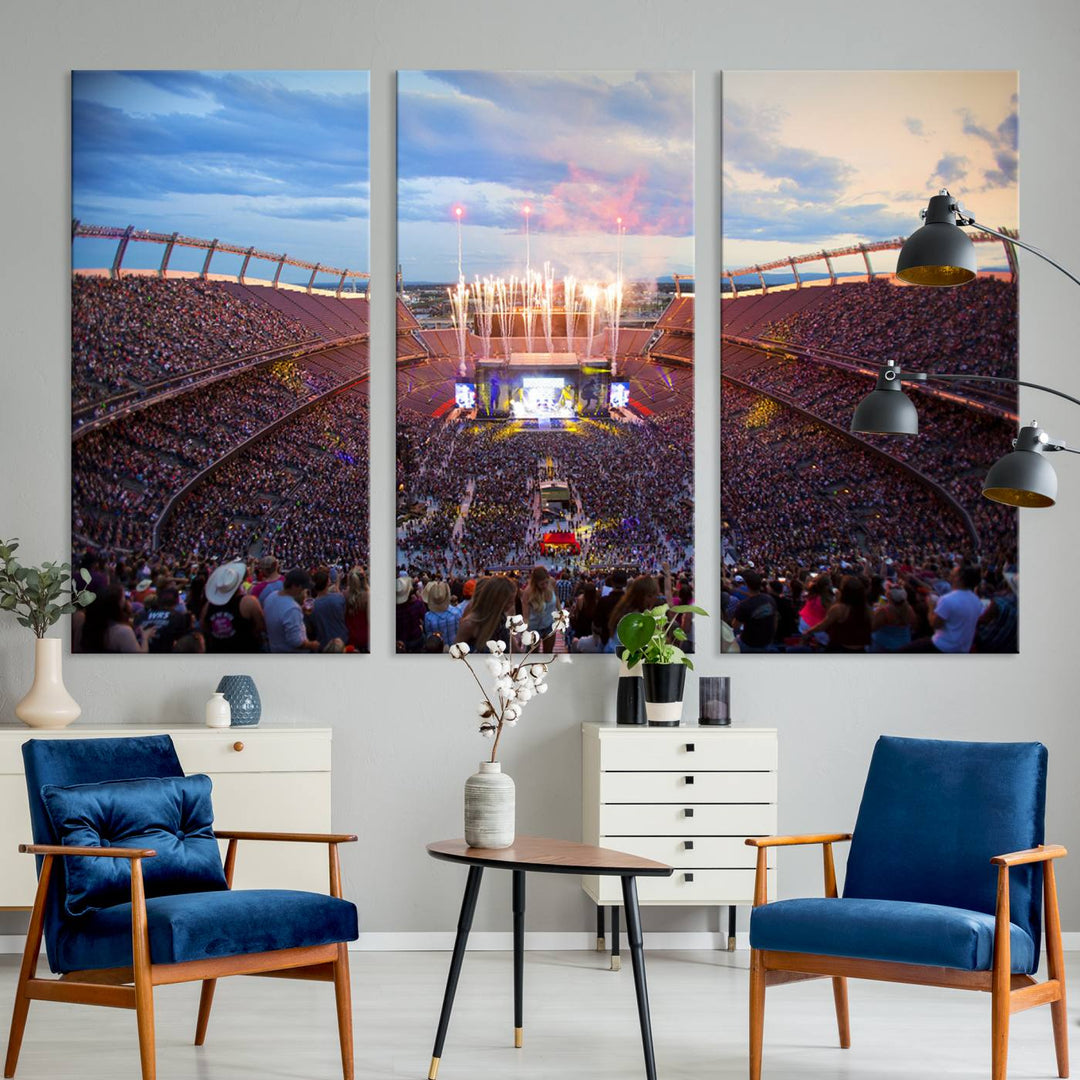 Denver Broncos Football Team Print - Empower Field at Mile High Stadium Wall Art Canvas Print