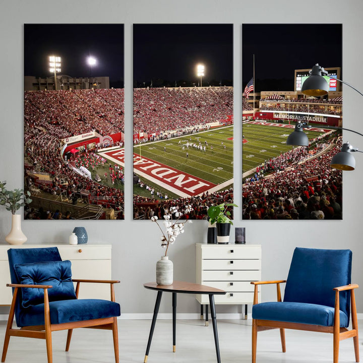 Indiana University Hoosiers Football Team Print - Bloomington Memorial Stadium Wall Art Canvas Print