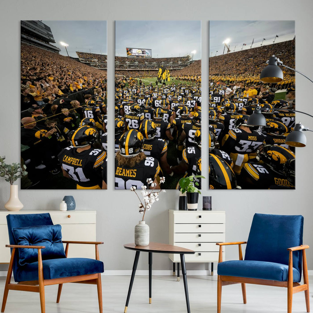 Iowa University Hawkeyes Football Team Print - Iowa City Kinnick Stadium Wall Art Canvas Print