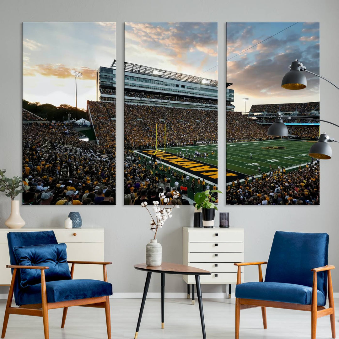 Iowa University Hawkeyes Football Team Print - Iowa City Kinnick Stadium Wall Art Canvas Print