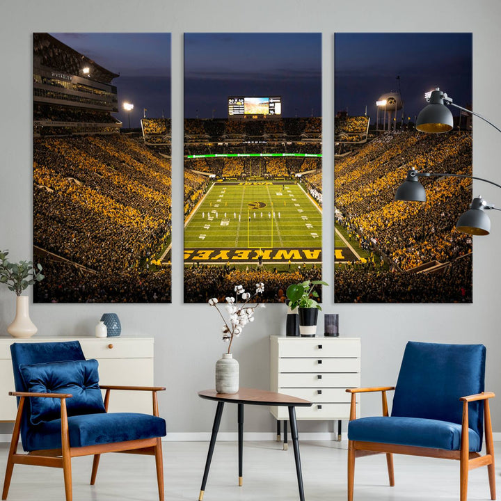 Iowa University Hawkeyes Football Team Print - Iowa City Kinnick Stadium Wall Art Canvas Print