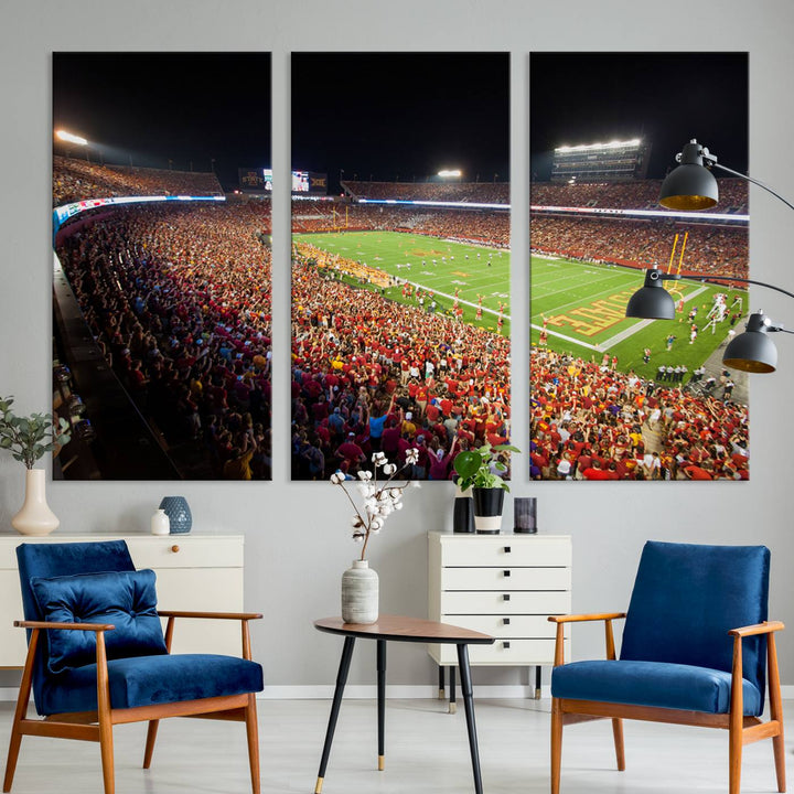 Iowa State University Cyclones Football Team Print - Ames Jack Trice Stadium Wall Art Canvas Print