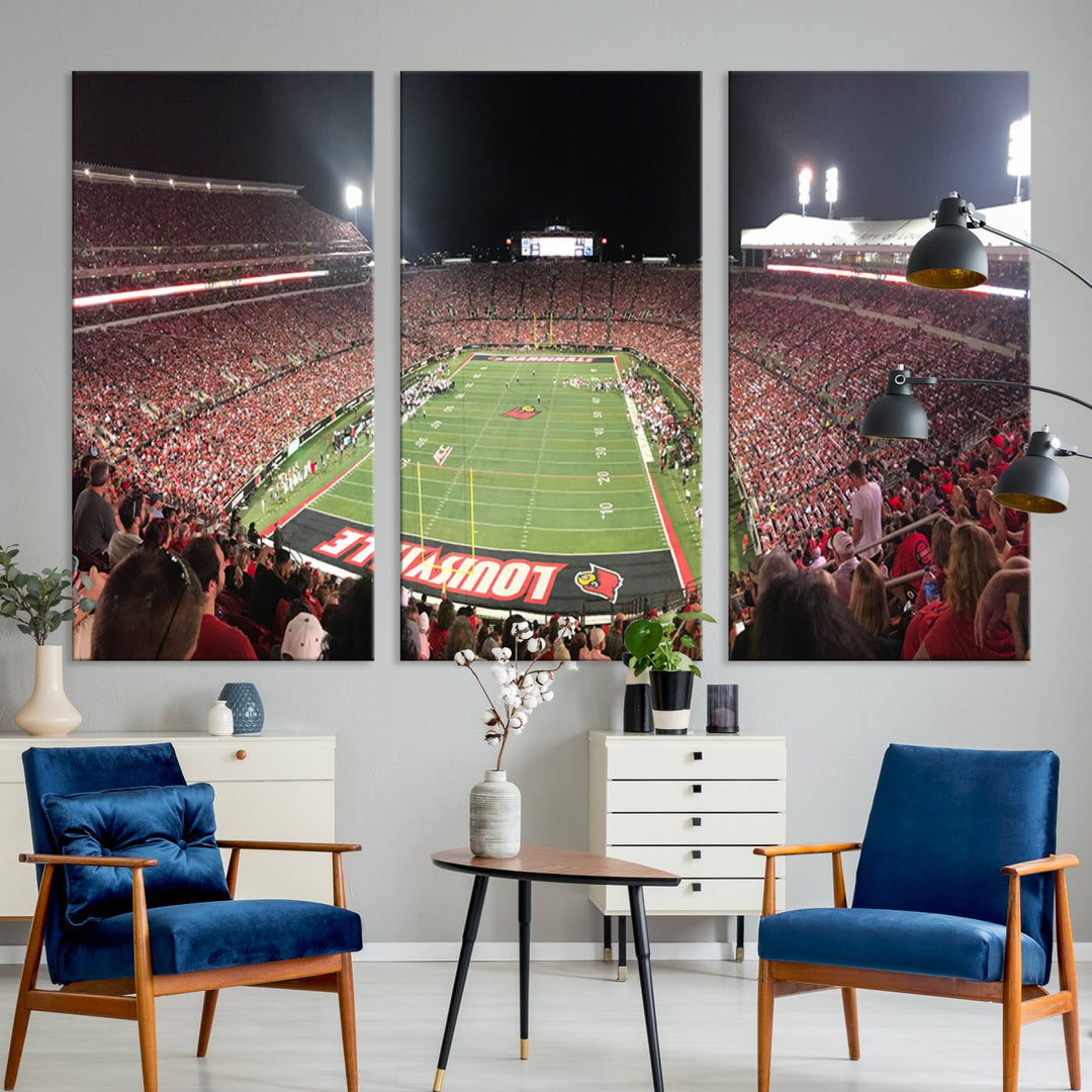 University of Louisville Cardinals Football Team Print - Louisville Cardinal Stadium Wall Art Canvas Print