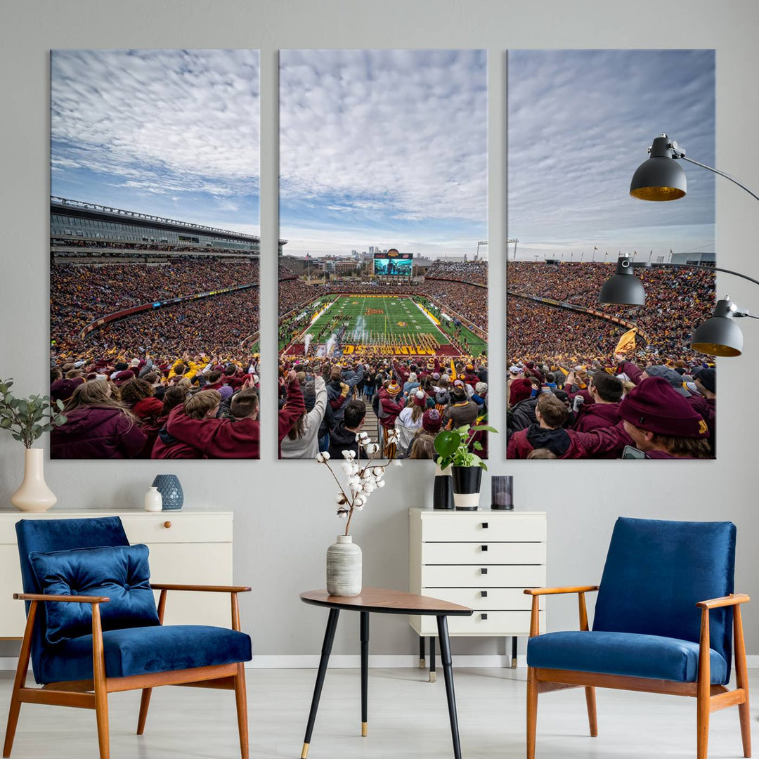 University of Minnesota Golden Gophers Football Team Print - Minneapolis Huntington Bank Stadium Wall Art Canvas Print