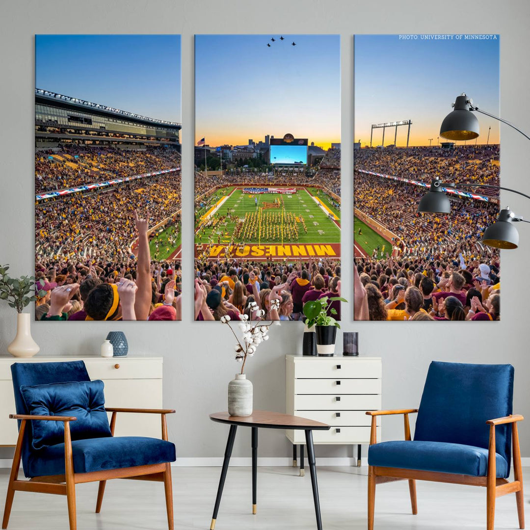 University of Minnesota Golden Gophers Football Team Print - Minneapolis Huntington Bank Stadium Wall Art Canvas Print