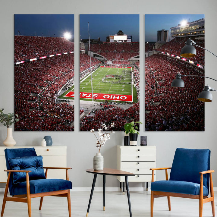 Ohio State University Buckeyes Football Team Print - Columbus Ohio Stadium Wall Art Canvas Print