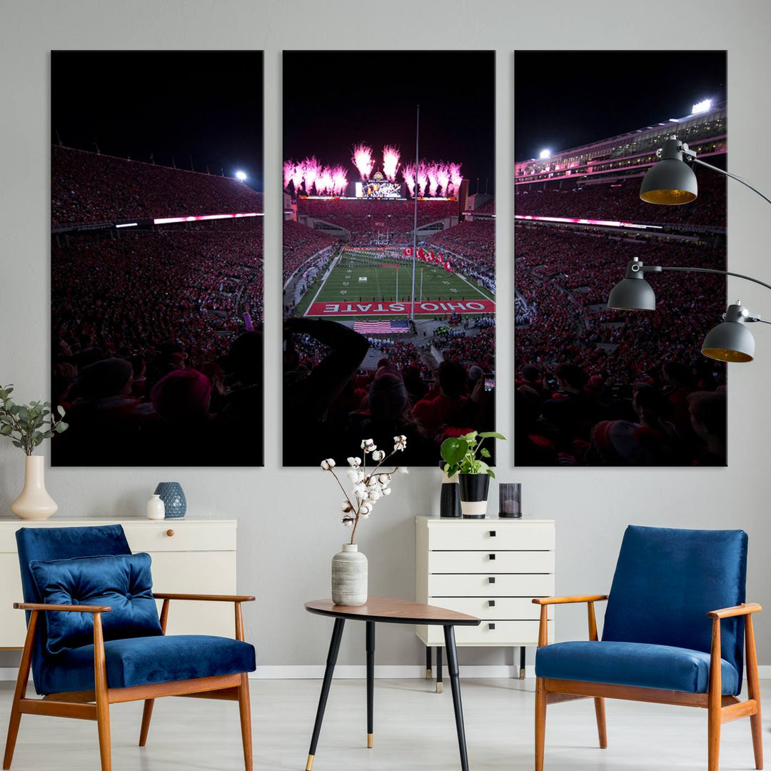 Ohio State University Buckeyes Football Team Print - Columbus Ohio Stadium Wall Art Canvas Print