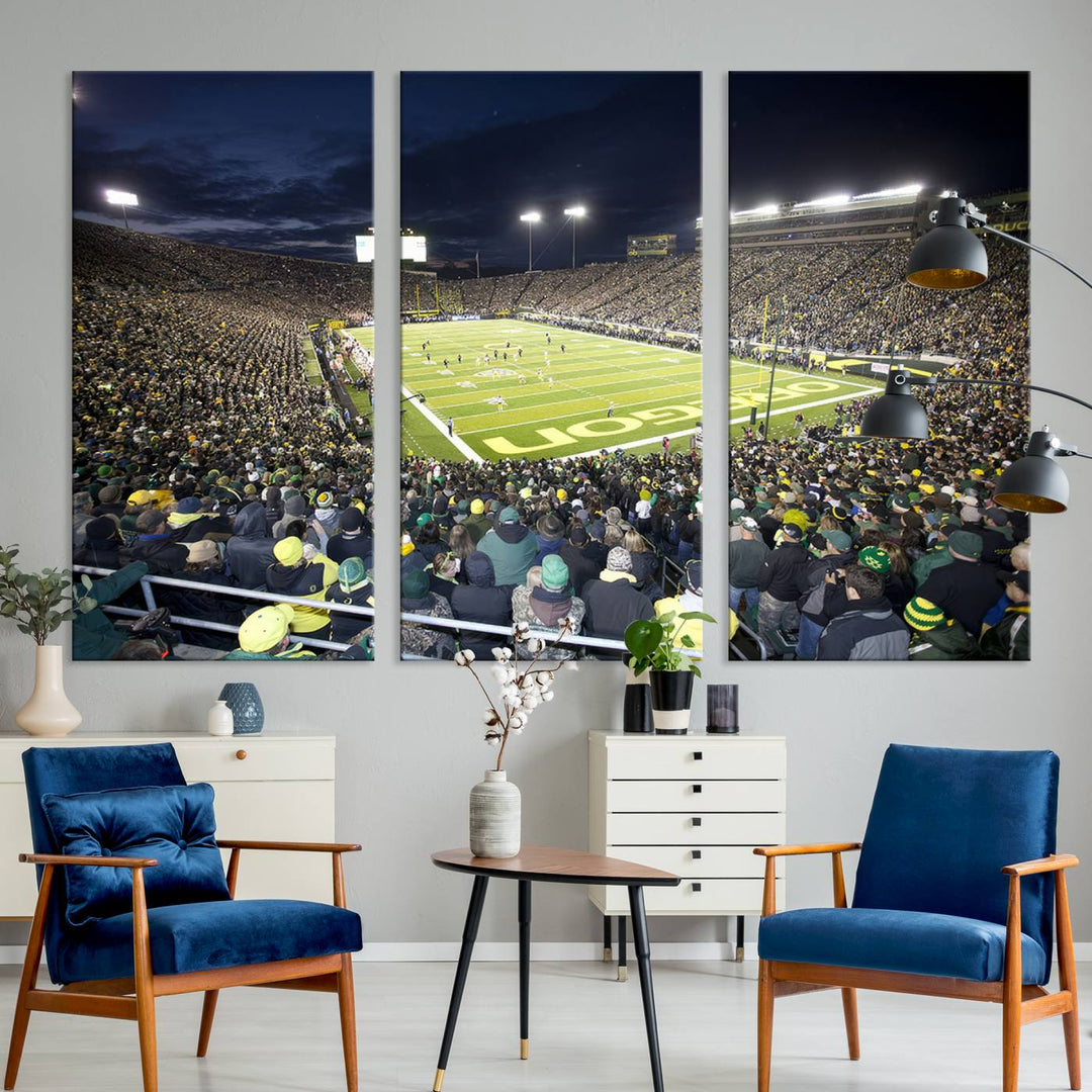 University of Oregon Ducks Football Team Print - Eugene Autzen Stadium Wall Art Canvas Print