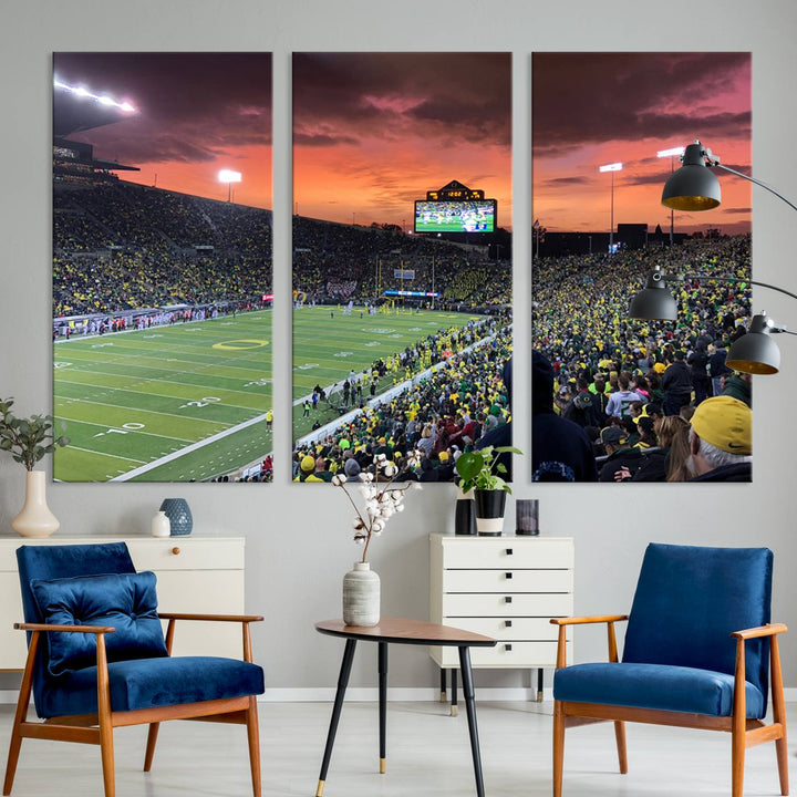 University of Oregon Ducks Football Team Print - Eugene Autzen Stadium Wall Art Canvas Print