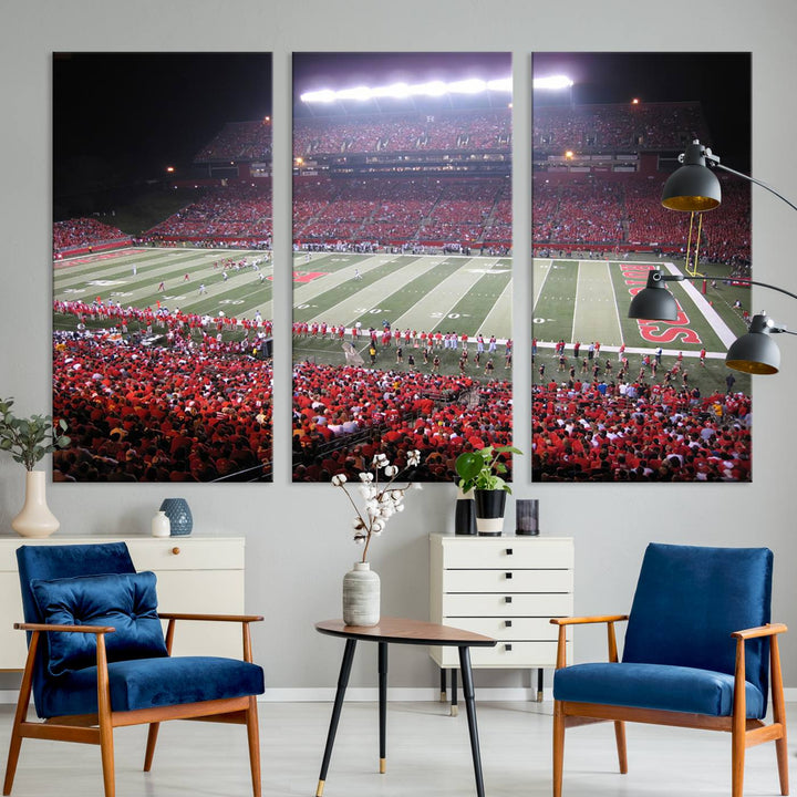 Rutgers University Scarlet Knights Football Team Print - Piscataway SHI Stadium Wall Art Canvas Print