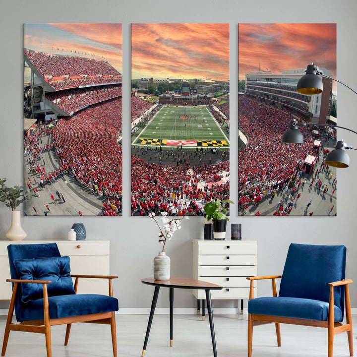 University of Maryland Terrapins Football Team Print - College Park SECU Stadium Wall Art Canvas Print