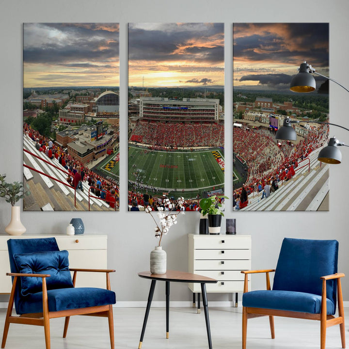 University of Maryland Terrapins Football Team Print - College Park SECU Stadium Wall Art Canvas Print