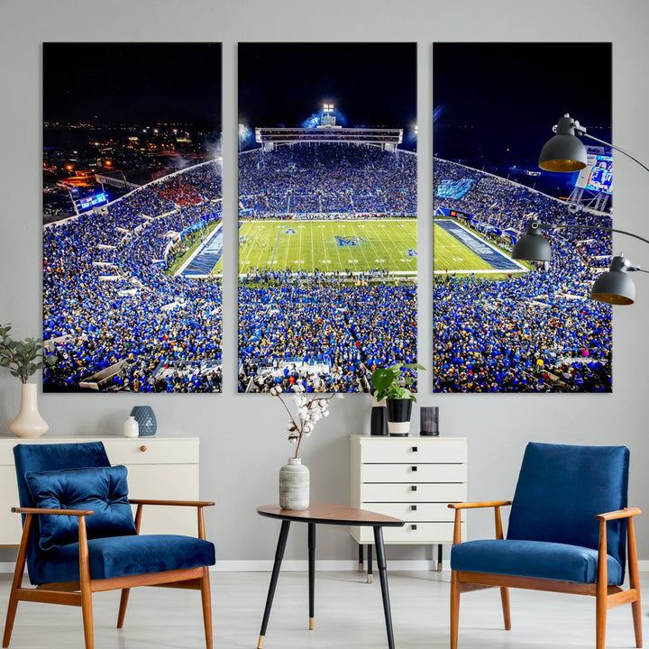 The University of Memphis Tigers Football Team Wall Art Canvas Print shines brightly.