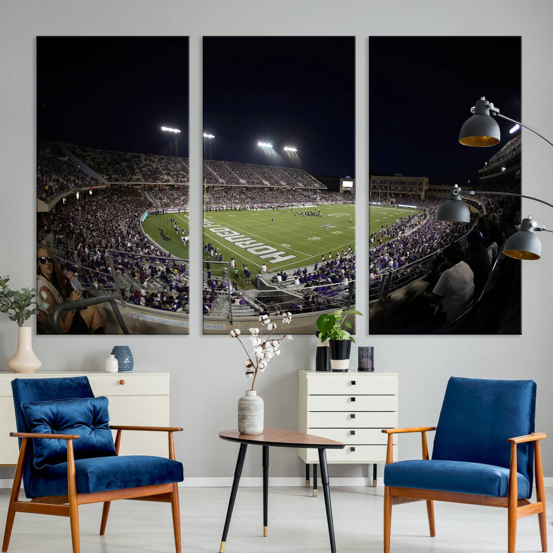 TCU Horned Frogs Football Team Print - Fort Worth Amon G. Carter Stadium Wall Art Canvas Print.