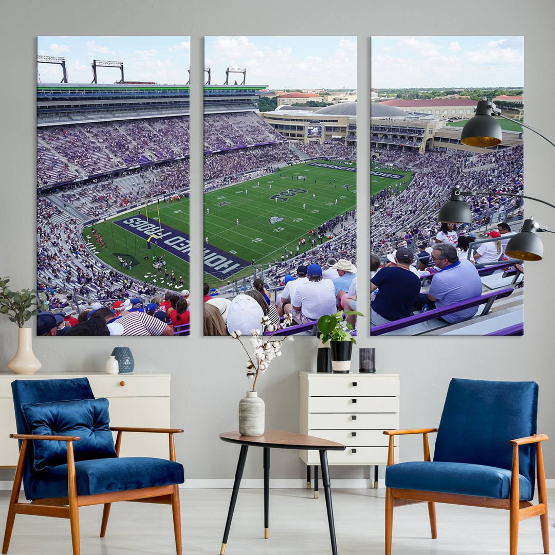 The Texas Christian University TCU Horned Frogs Football Team Print - Fort Worth Amon G. Carter Stadium Wall Art Canvas Print