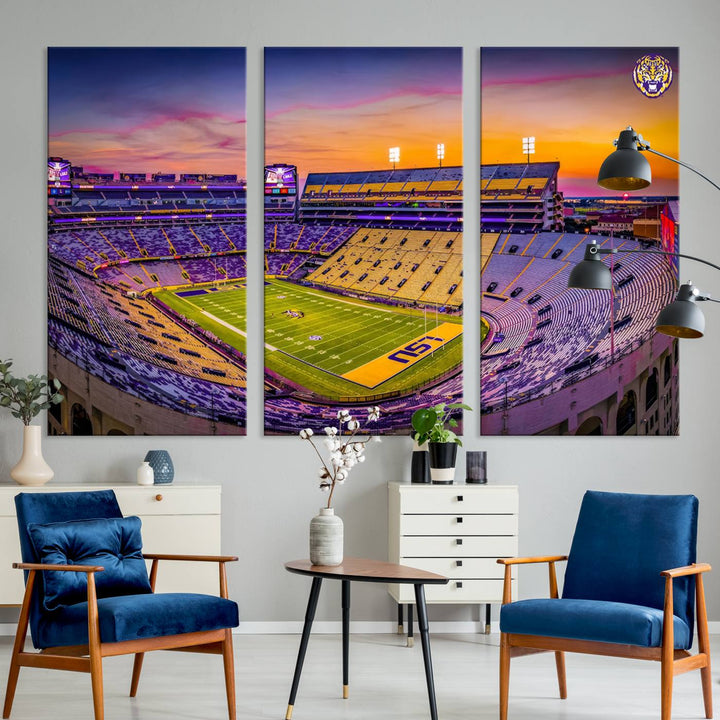 The Louisiana State University Tigers Football Team Print - Baton Rouge Tiger Stadium Wall Art Canvas Print