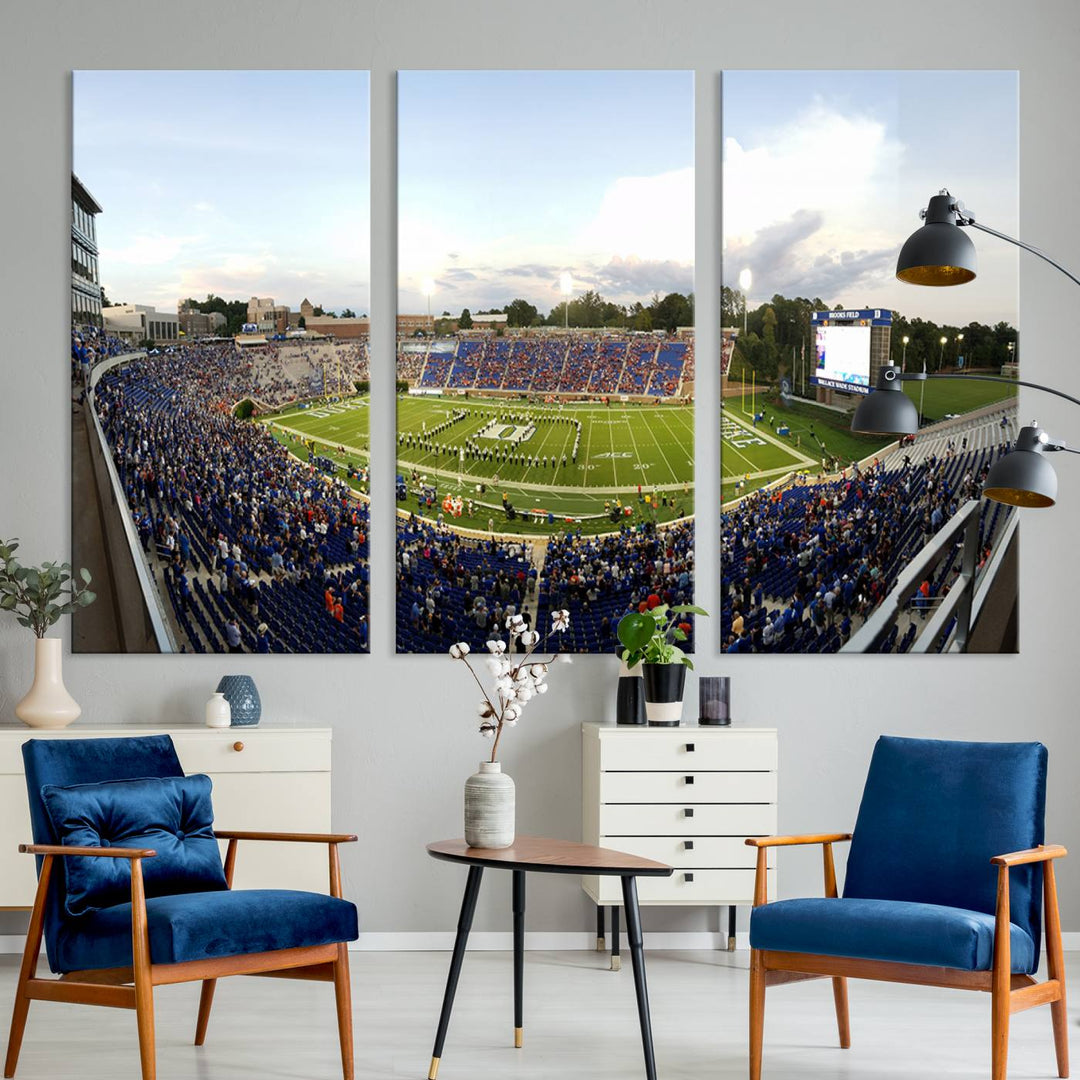 Wallace Wade Stadium print featuring a green field and sky.