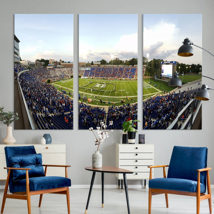 The Duke University Blue Devils Football Team Print - Durham Wallace Wade Stadium Wall Art Canvas Print