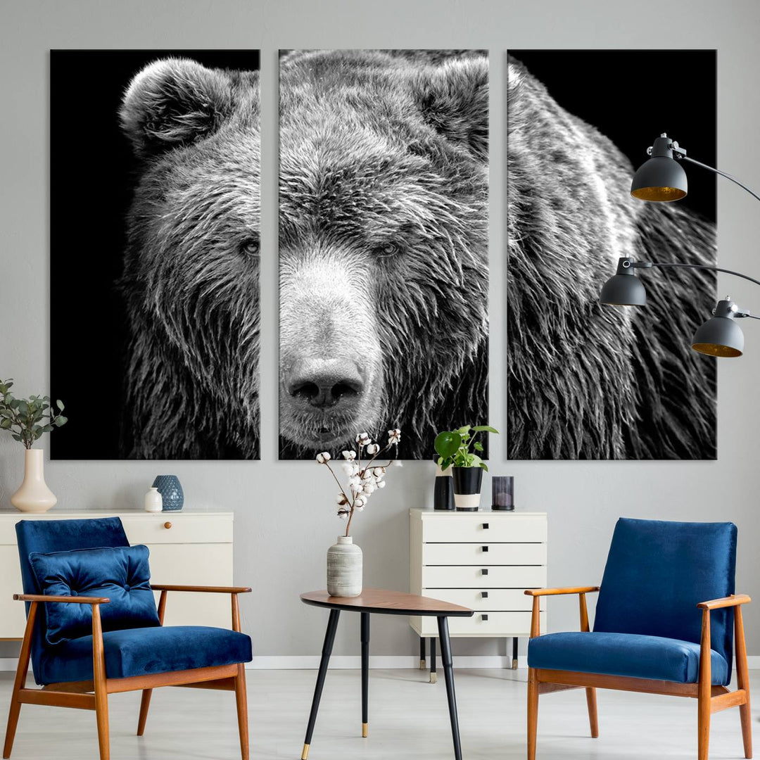 Grizzly Bear Canvas Print | Ready to Hang Wall Art | Rustic Farmhouse & Cabin Decor | Wildlife Artwork