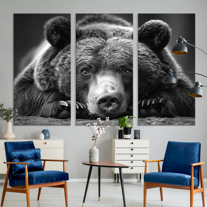 Resting Grizzly Bear Canvas Print | Ready to Hang Wall Art | Rustic Cabin & Farmhouse Decor | Wildlife Art