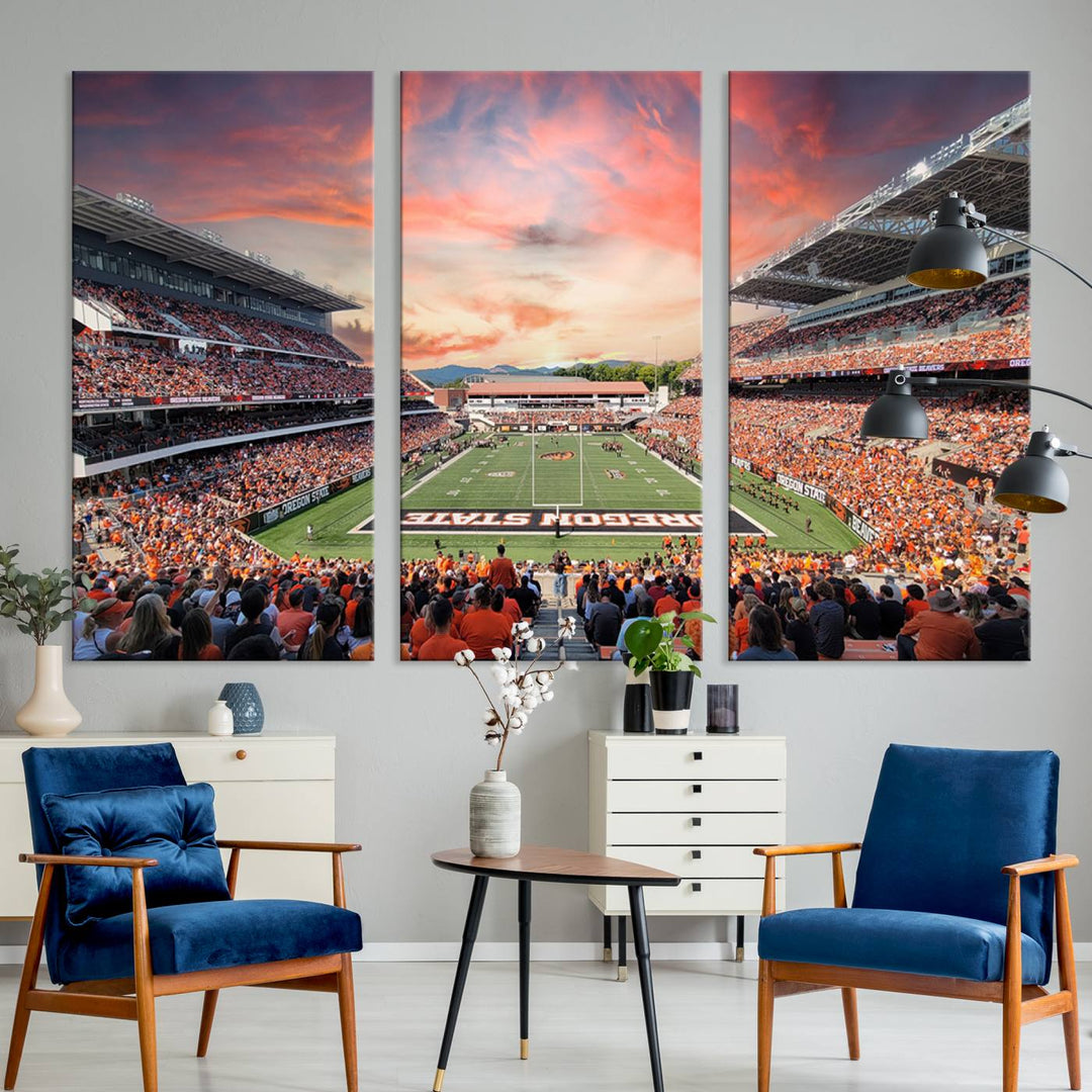 Oregon State Beavers Football Team Print - Corvallis Reser Stadium Wall Art Canvas Print