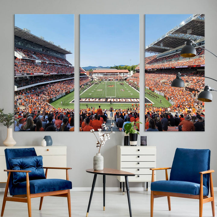 Oregon State Beavers Football Team Print - Corvallis Reser Stadium Wall Art Canvas Print