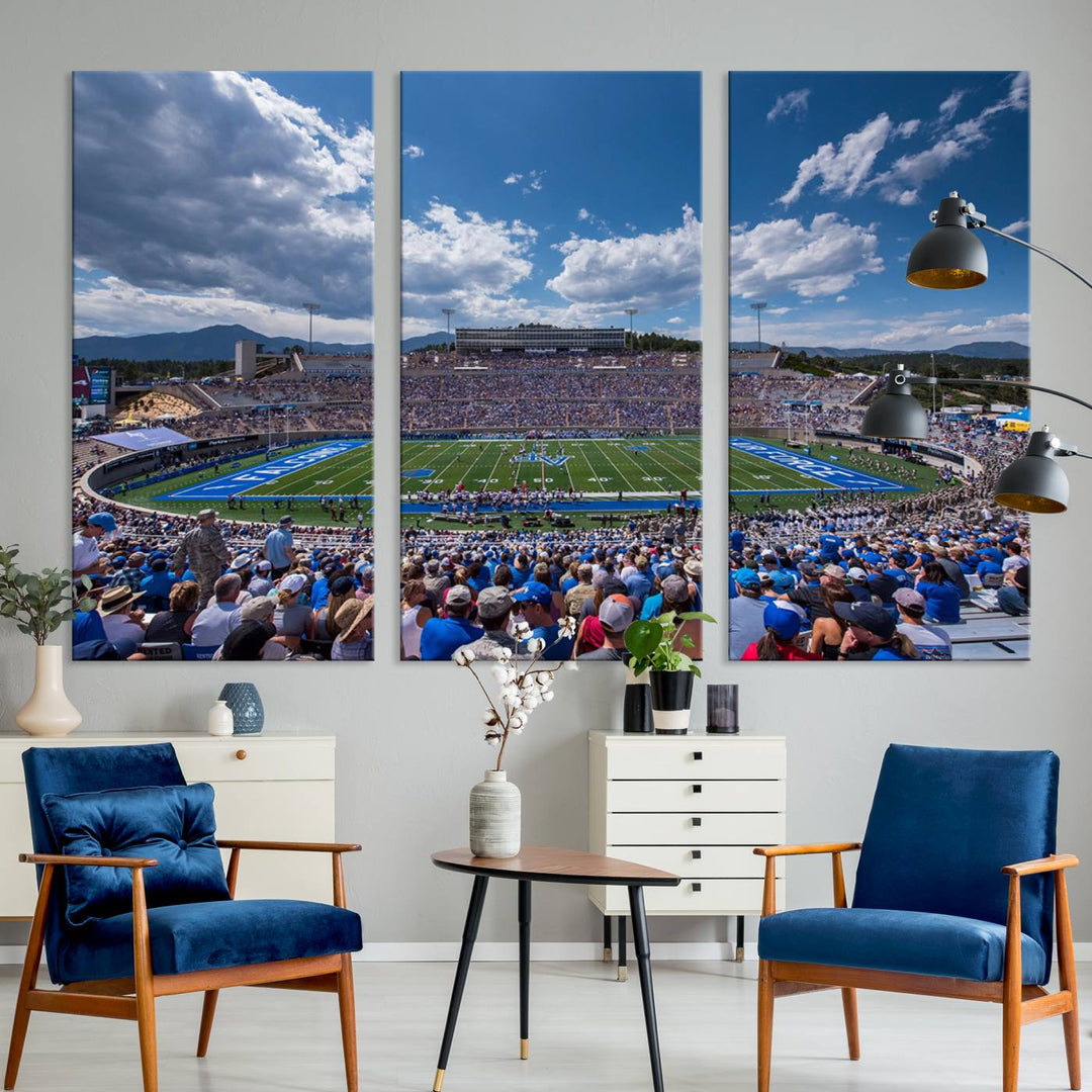 Air Force Falcons Football Team Print - Colorado Springs Falcon Stadium Wall Art Canvas Print