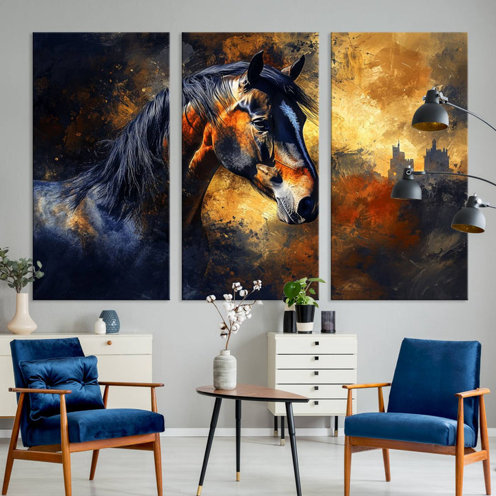 Abstract Horse Art Print - Abstract Canvas Wall Art | Perfect for Rustic Farmhouse, Modern, or Equestrian Wall Decor | Horse Lovers Home Decor