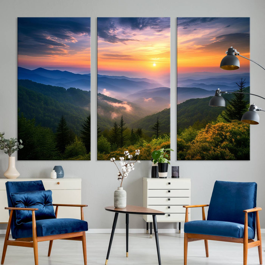 Majestic Mountain Sunrise Landscape Wall Art | Canvas Print Ready to Hang | Perfect for Farmhouse Wall Decor, Cabin Wall Art, Nature Lover’s Retreat