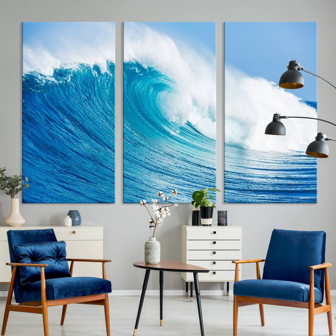 Ocean Wave Canvas Wall Art Print.