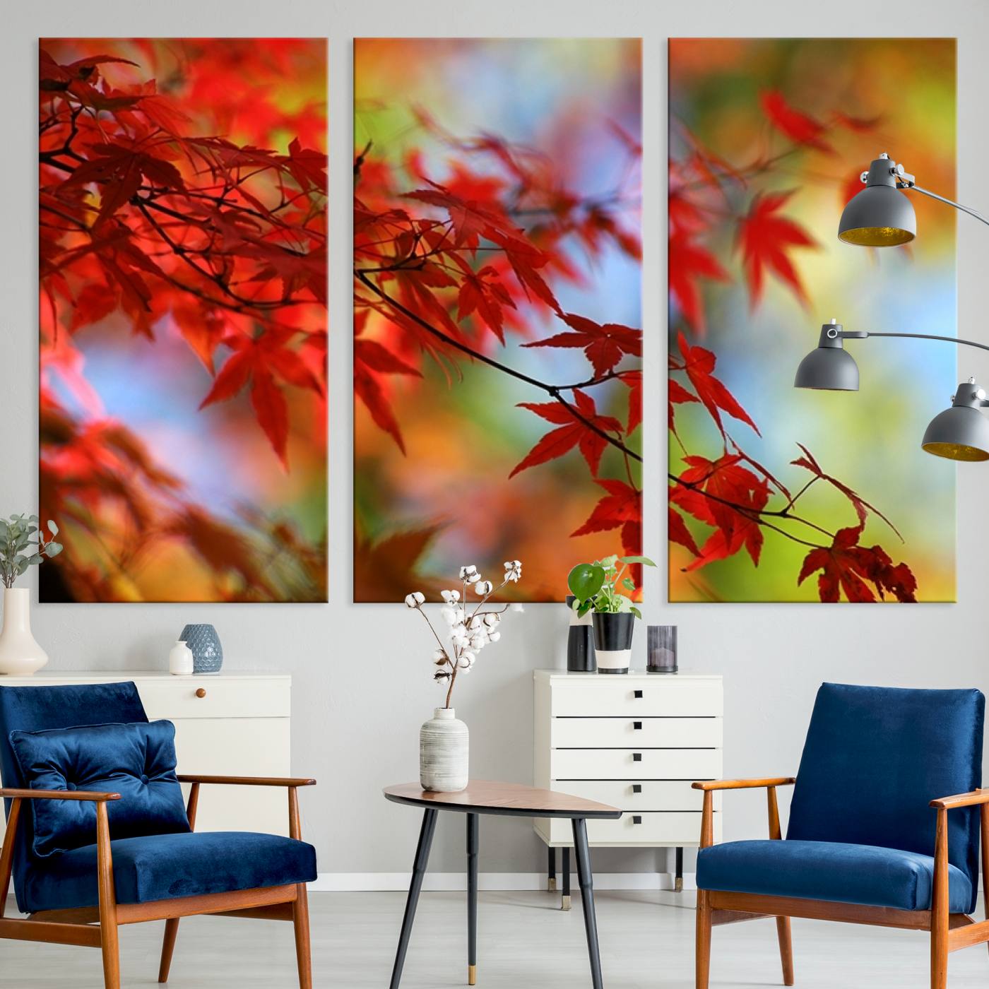 68946-MGV-CV-36X24-Red Leaves Autumn Forest Wall Art Canvas, Red Leaves Autumn Forest Canvas Print