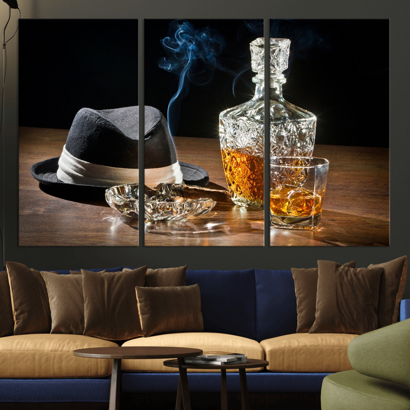 14629-MGV-CV-36X24-Bourbon Whiskey Wall Art Canvas Print, Vintage Bottle and Glass Artwork, Classic Bar Decor for Home, Office